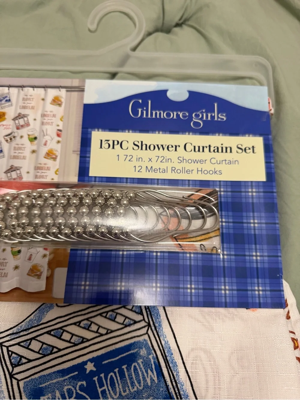 Gilmore Girls 15pc Shower Curtain Set - White with Blue & Multicolor Print